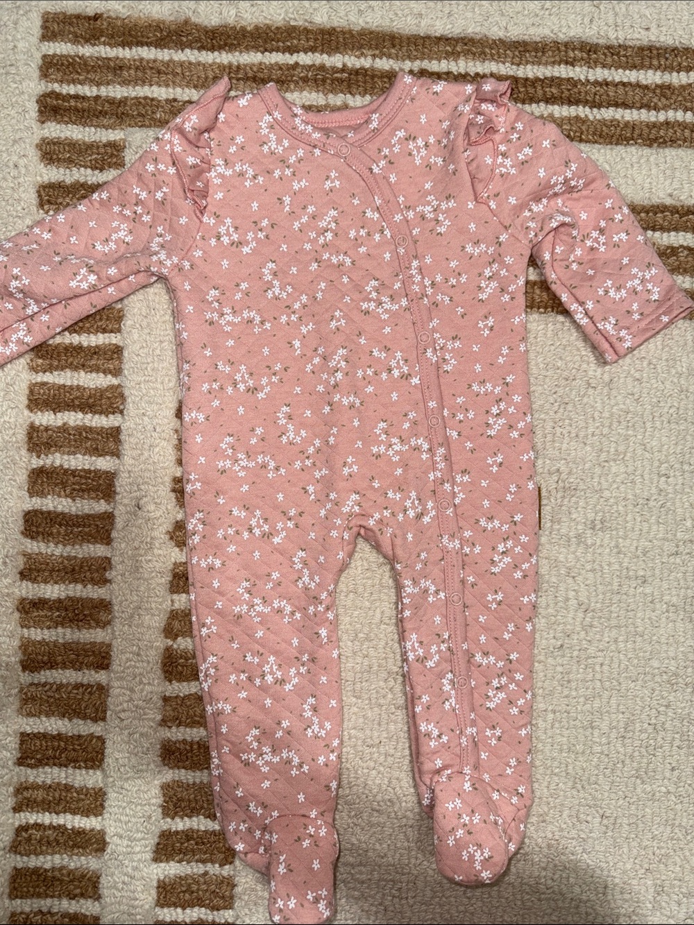 NWOT Lila & Jack Pink Floral Ruffle Footie  6-9M